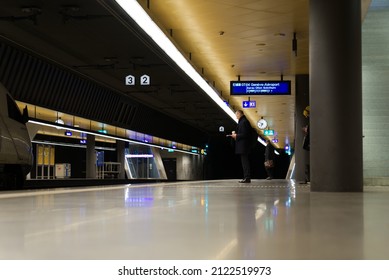 Underground Railway Station At Zürich Main Railway Station On An Early Winter Morning. Photo Taken February 7th, 2022, Zurich, Switzerland.