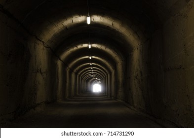 Underground Tunnel Leading To Cold War Bunker. 