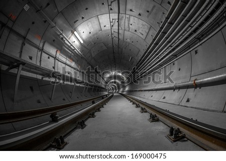 Similar – Foto Bild Metallischer dunkler Tunnel mit Licht am Ende