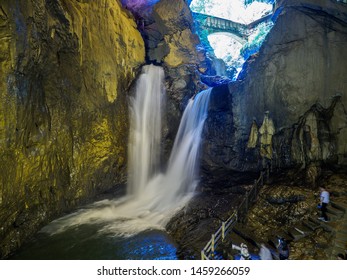 Underground Waterfall In The 