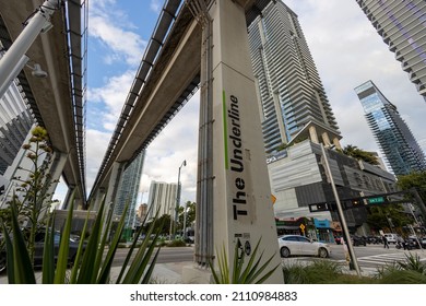 The Underline Brickell Backyard walking paths and recreational park in Brickell, Miami, Florida taken in January 2022