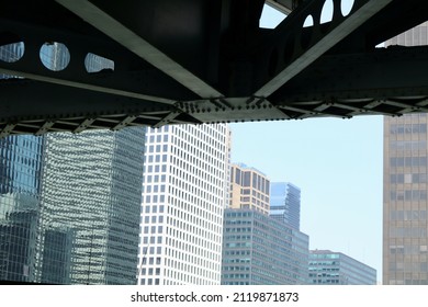 Underneathe Abridge During Chicago River Boat Tours In Downtown Chicago