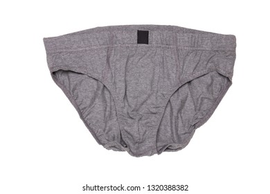 Underware Men Isolated. Close-up Of Gray Male Underware Or Underpants Isolated On A White Background. Clothing For Man.