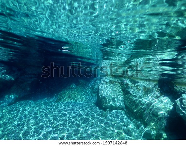 Underwater Above Below Tropical Exotic Paradise Stock Photo Edit