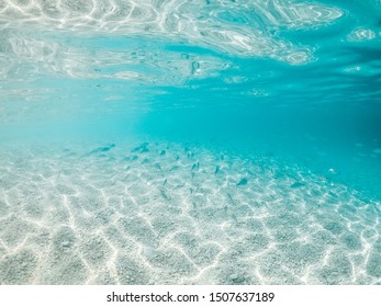 Underwater background with fish and beautiful textures of sand and water of mediterranean sea - Shutterstock ID 1507637189