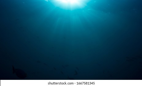 Underwater blue background and sunburst 