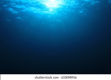 Underwater blue ocean background and sunburst - Shutterstock ID 610098956
