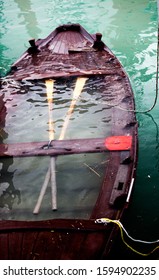 Underwater Boat After Storm In Venice