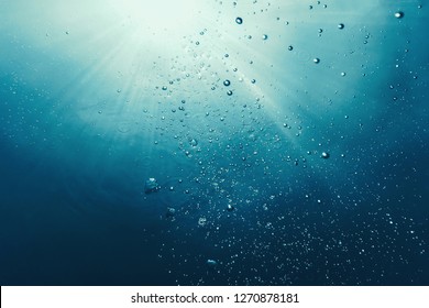 Underwater bubbles with sunlight. Underwater background bubbles. - Shutterstock ID 1270878181