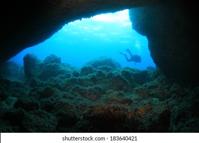 Underwater cave in the mediterranean sea - Shutterstock ID 183640421
