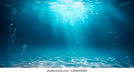 Océano submarino - Abismo Azul Con Luz Solar - Submarinismo Y Fondo Scuba