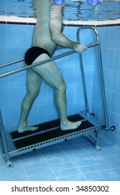 Underwater picture - man exercising on a Treadmill.
