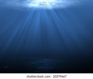 An Underwater Scene With Sun Rays Shining Through The Water (dark Bottom)