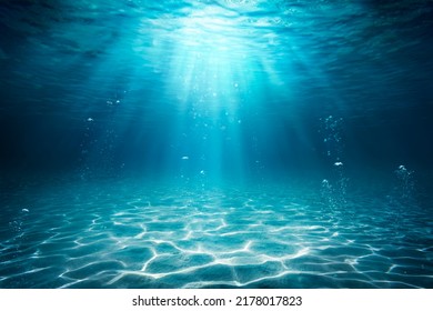 Underwater Sea    Deep Abyss With Blue Sun light