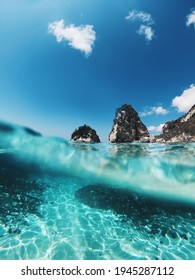 Underwater Shot - Half Over Water, Half Under Water, Captured With An Action Camera