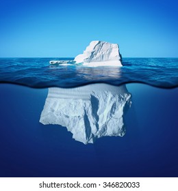 Underwater view of iceberg with beautiful transparent sea on background - Shutterstock ID 346820033