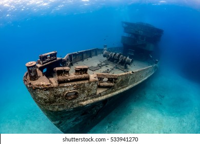 Underwater Wreck of the USS Kittiwake  - a large artificial reef in the Caribbean
