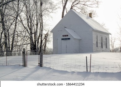 Underwood,Minnesota,United States Of America 12-21-2013 Old One Room School House.