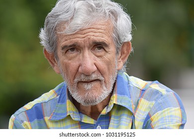 Unemotional Bearded Old Grandpa