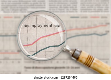 Unemployment rate under the glass - Shutterstock ID 1297284493
