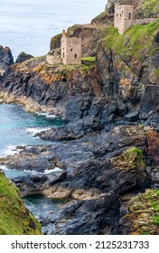 UNESCO World Heritage Site,part of a group of disused mines in the area,on a calm summer day.On the dramatic north Cornish coast,a popular holiday,tourist and clifftop walks destination.