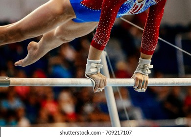Uneven Bars Athlete Gymnast To Competition In Artistic Gymnastics