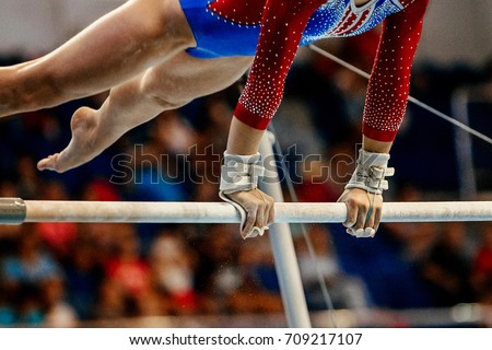 uneven bars athlete gymnast to competition in artistic gymnastics