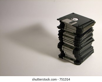 un-even stack of floppys