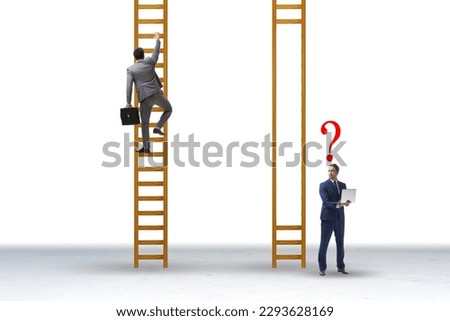 Unfair competition concept with people climbing stairs