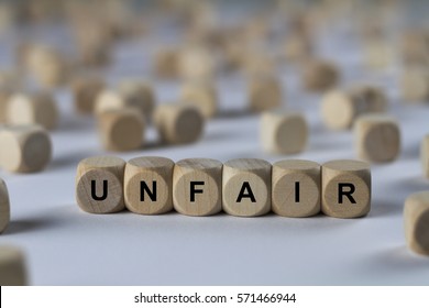 Unfair - Cube With Letters, Sign With Wooden Cubes