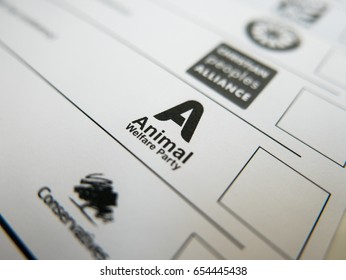 Unfilled UK Postal Vote Ballot Paper For June 2017 Election