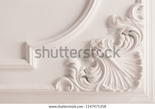 Unfinished Plaster Molding On Ceiling Decorative Stock Photo Edit