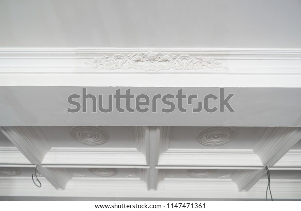 Unfinished Plaster Molding On Ceiling Decorative Stock Photo Edit