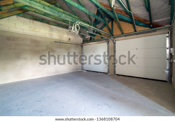 Unfinished two car garage\
interior