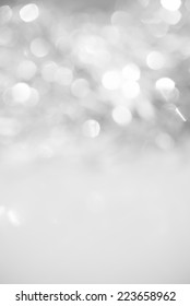 Unfocused Abstract Silver Glitter Holiday Background. Winter Xmas Holidays.