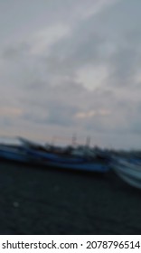 Unfocused background of fishing boat on the beach