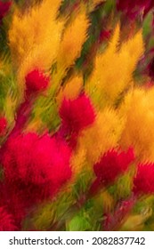 Unfocused Blur Red Fox Flower Background. Common Name - Red Fox, Feather Cockscomb, Red Spinach, Plumed Cockscomb, Feathery Amaranth, Woolflower, Wild Cockscomb. Celosia Argenta . Vertical Photo.