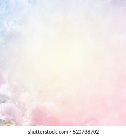 Unfocused Blur Summer Blossoming Roses, Abstract Light Flower Background, Pastel And Soft Card