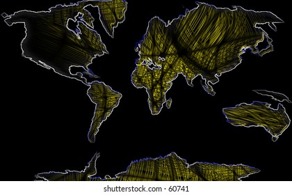 An unfolded globe or map of the world