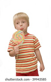 Ungrateful Child Holds Really Large Lollipop