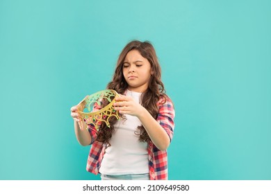 Unhappy Child Holding Crown. Self Confident Queen. Expressing Smug. Arrogant Princess