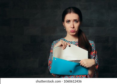 Unhappy Fancy Woman Checking Inside Empty Bag . Exigent fashion girl looking if the purse is a fake replica
 - Shutterstock ID 1060612436