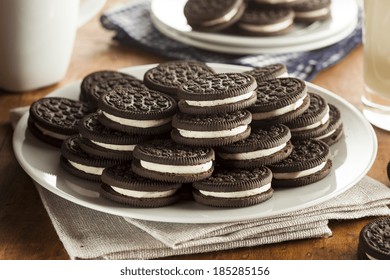Unhealthy Chocolate Cookies with Vanilla Cream Filling