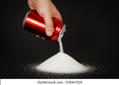 Unhealthy Food Concept - Sugar In Carbonated Drinks. High Amount Of Sugar In Beverages 