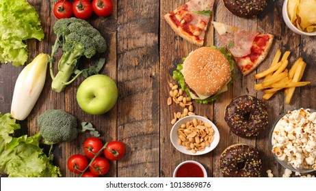unhealthy or healthy food - Shutterstock ID 1013869876