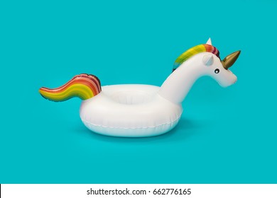 A Unicorn Float With Shadow On Mint Background.
