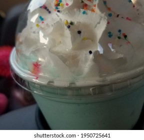 Unicorn Frappuccino With Rainbow Sprinkles 