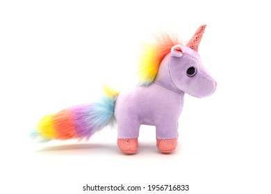 Unicorn Plush Toy. Isolated On White Background 