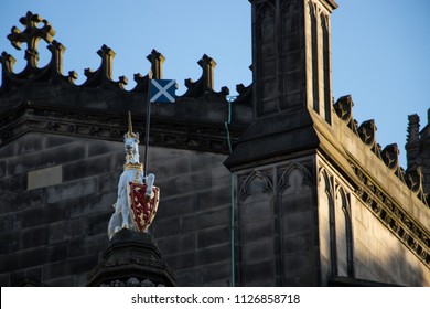Unicorn Statue With Scotland Flag