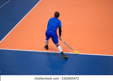 Unidentifiable Player Playing Floorball